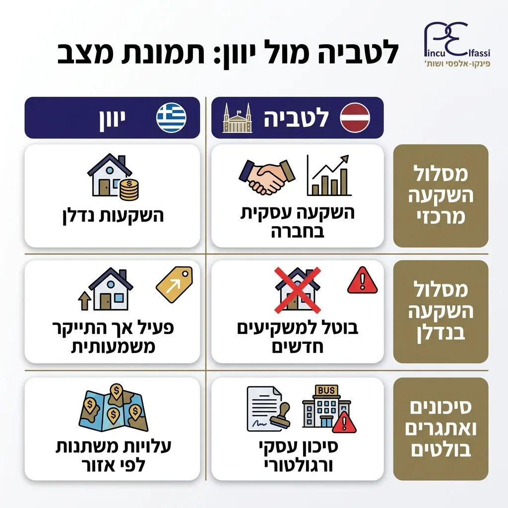 אינפוגרפיקה — לטביה מול יוון: תמונת מצב: השוואה בין לטביה, יוון