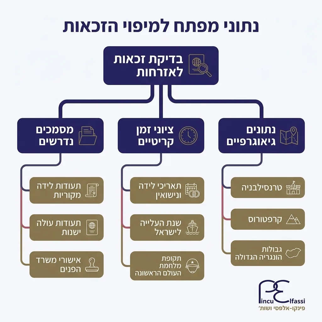אינפוגרפיקה — נתוני מפתח למיפוי הזכאות: בדיקת זכאות לאזרחות